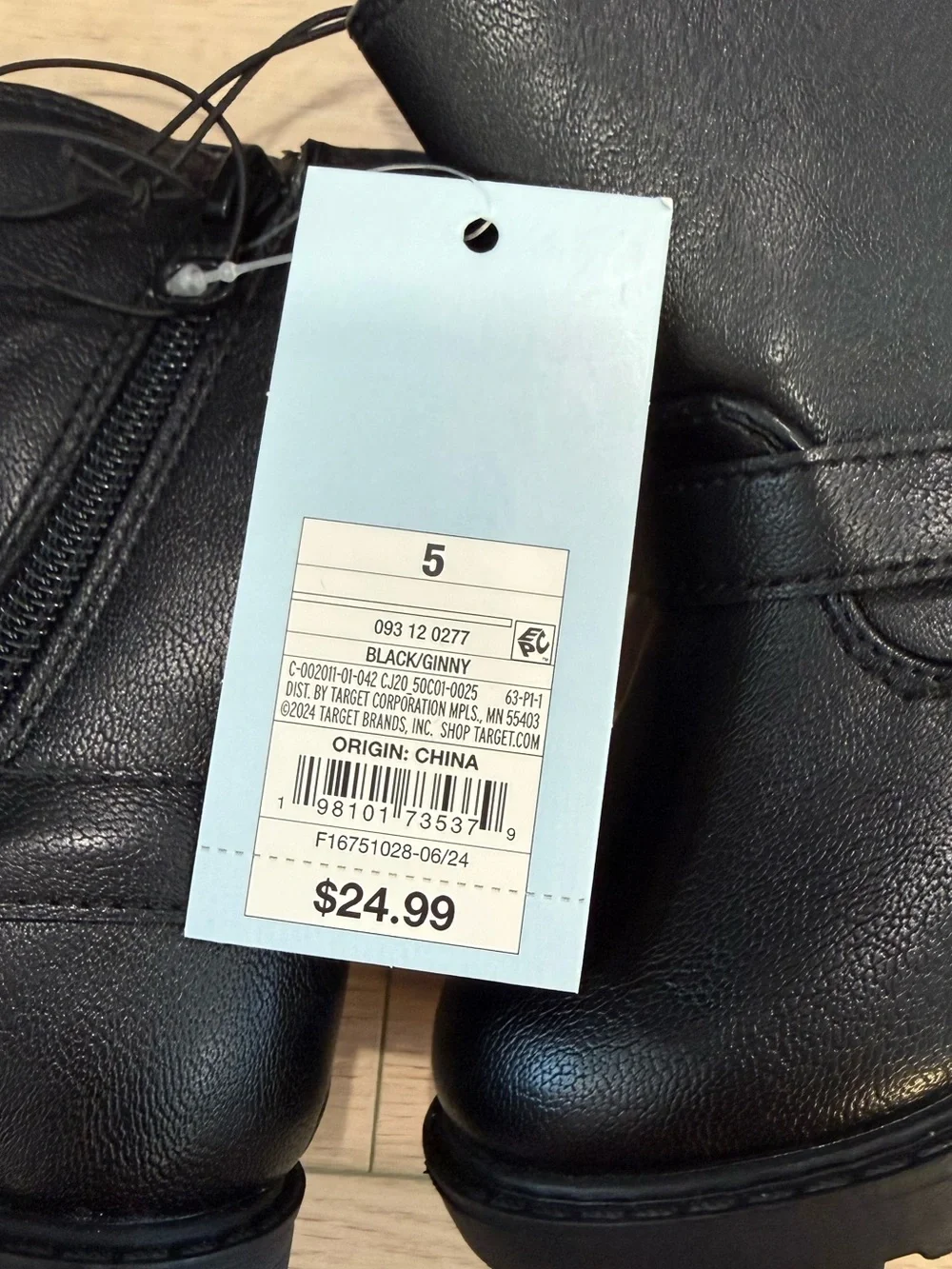 NWT Cat & Jack Black Faux-Leather Kids Riding Boots | 5C